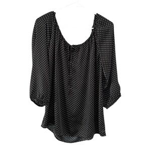 NEW Ann Taylor Polka Dot‎ Peasant Scoop Blouse